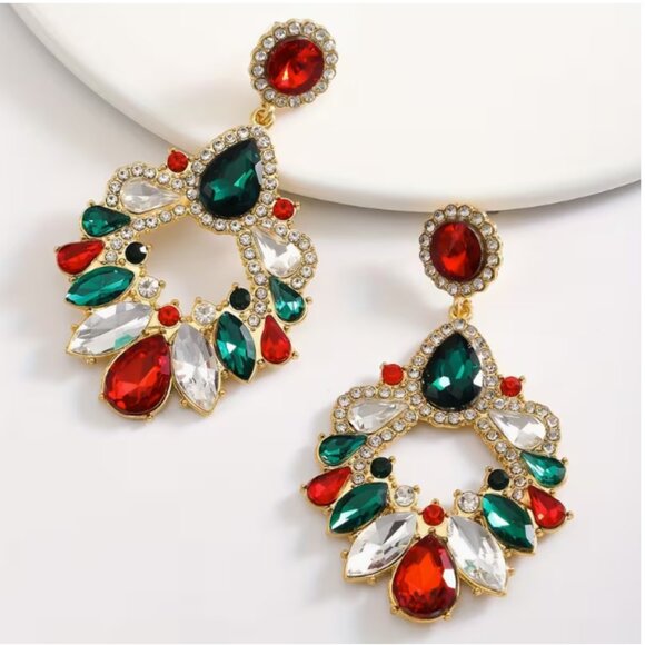Jewelry - New Festive Rhinestone Holiday Dangle Earrings